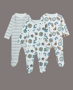 Babies & More 3Pack Closefeet Sleepsuit